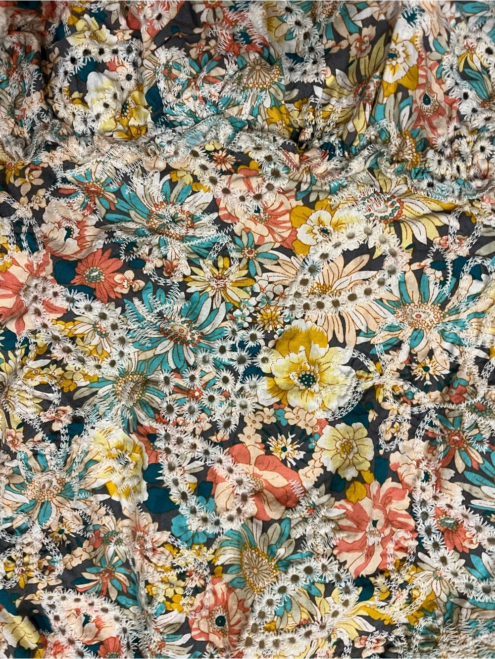 Luna Moon Anthropologie Floral Eyelet Ruffle Mini Skirt Size Large - Picture 5 of 6